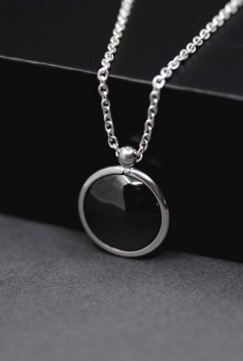 Onyx - Halsband i silver