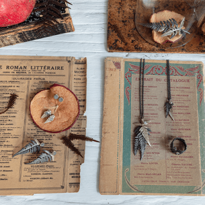 örhängen ormbunke naturinspiration labradorit