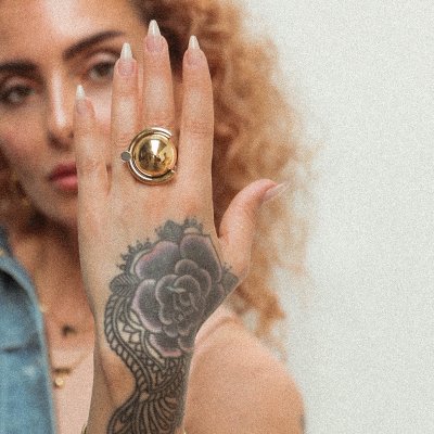 Sägen Satellite R4 ring guldpläterat smyckestål