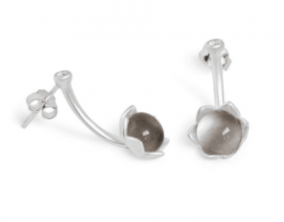 peony earring grå agat silver