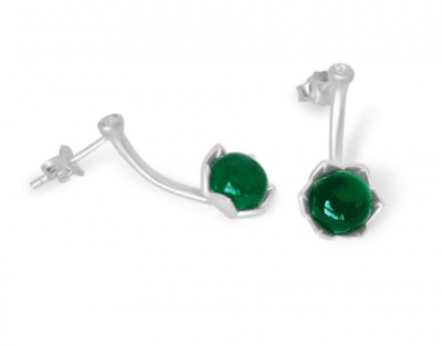 peony earring grön agat silver