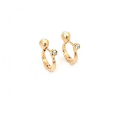 Per Borup Design Ophelia - Creoler i guld med opal & diamant