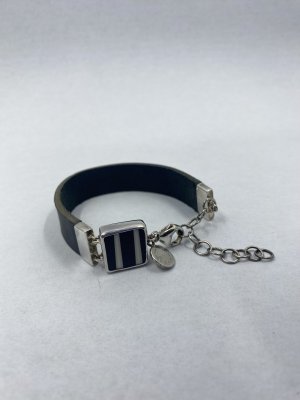 SIGRÉN Tärnsjö/Pinstripe - Läderarmband med porslinsmotiv