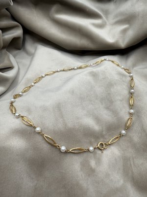 1990-tal - Collier i guld med pärlor
