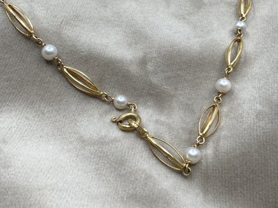 1990-tal - Collier i guld med pärlor