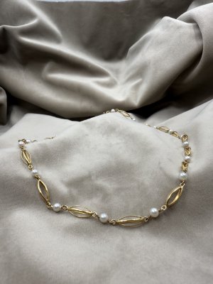 1990-tal - Collier i guld med pärlor