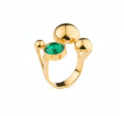 SÄGEN Solar Golden Collection Emerald - Ring i stål