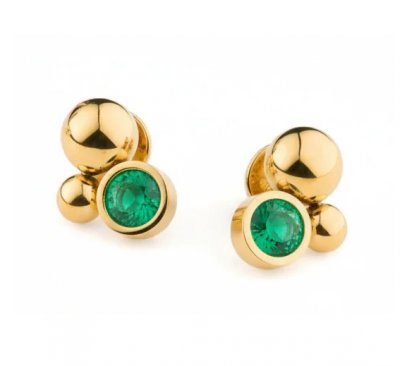 SÄGEN Solar Golden Collection Emerald - Örhängen i stål