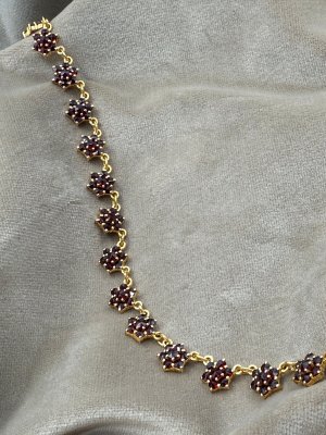 2000-tal - Granatcollier i förgyllt silver