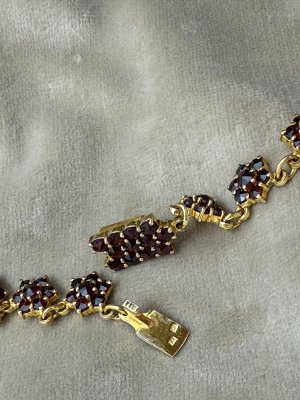 2000-tal - Granatcollier i förgyllt silver