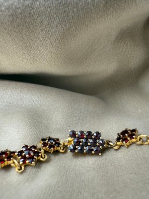 2000-tal - Granatcollier i förgyllt silver