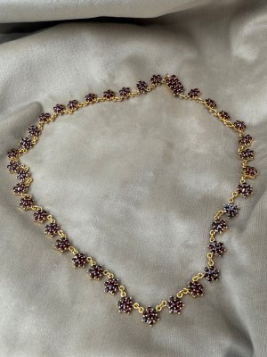 2000-tal - Granatcollier i förgyllt silver