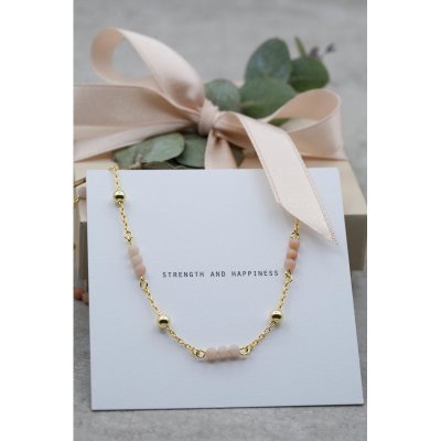 by Faith Strength & Happiness - Halsband i förgyllt silver med karneol