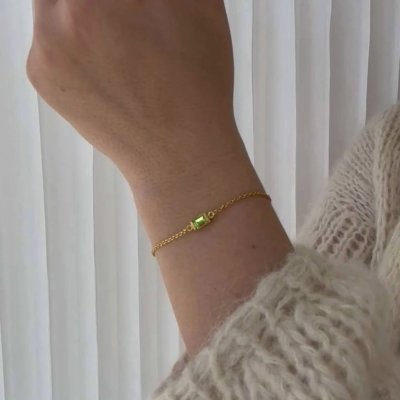 Heiring Square Rosa topas - Armband i förgyllt silver