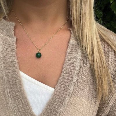 Heiring Kula Svart agat - Hängsmycke i silver