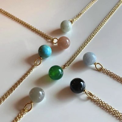 Heiring Kula Grå månsten - Hängsmycke i silver