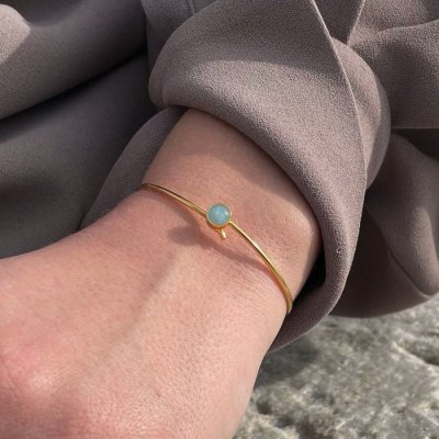 Heiring Koulè Akvamarin - Armring i förgyllt silver