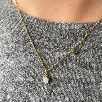 Heiring Koulè Mexikansk agat - Hängsmycke i förgyllt silver