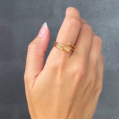 Heiring Loop Mexikansk agat - Ring i förgyllt silver