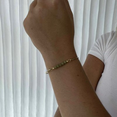 Heiring Multisize - Topp till armring/kedja Grön Alashan agat