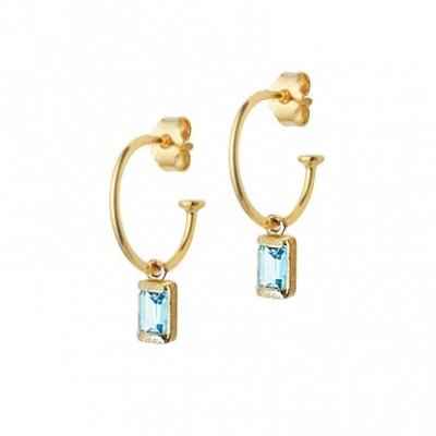 Heiring Square Topas Sky blue - Creoler i förgyllt silver