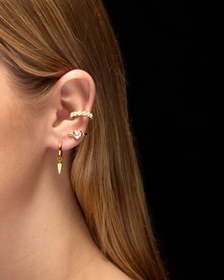 MARIA NILSDOTTER Pierced Heart Clear quartz Studs - Örhänge i silver