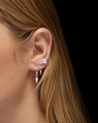 MARIA NILSDOTTER Pierced Heart Clear quartz Studs - Örhänge i silver