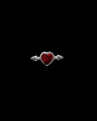 MARIA NILSDOTTER Pierced Heart Garnet Studs - Örhänge i silver