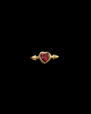 MARIA NILSDOTTER Pierced Heart Garnet Studs - Örhänge i silver