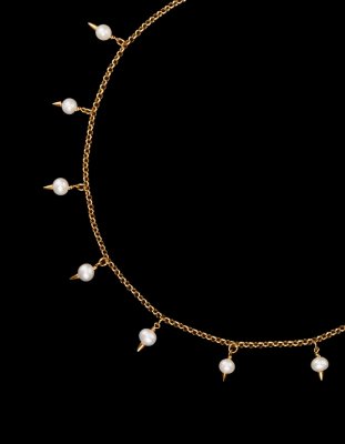 MARIA NILSDOTTER Pierced Pearl - Halsband i silver