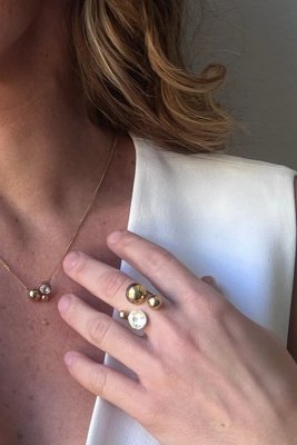SIGRÉN Solar Golden Collection Crystal clear - Ring i stål