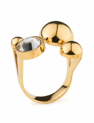 SIGRÉN Solar Golden Collection Crystal clear - Ring i stål