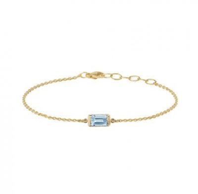 Heiring Square Sky blue topas - Armband i guld