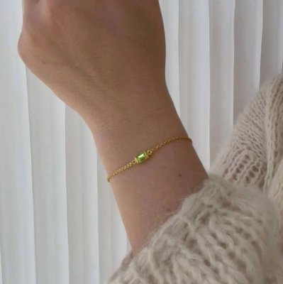 Heiring Square Sky blue topas - Armband i guld