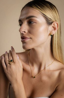 SÄGEN Solar Golden Collection Emerald - Örhängen i stål
