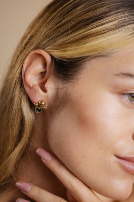 SÄGEN Solar Golden Collection Emerald - Örhängen i stål