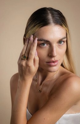 SÄGEN Solar Golden Collection Emerald - Ring i stål