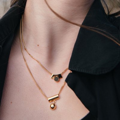 SIGRÉN Satellite Golden Collection - Dubbelt halsband i stål